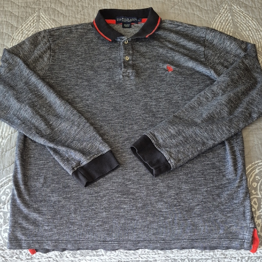 U.S. Polo Assn. Gray and Red Polo Shirt Casual Style